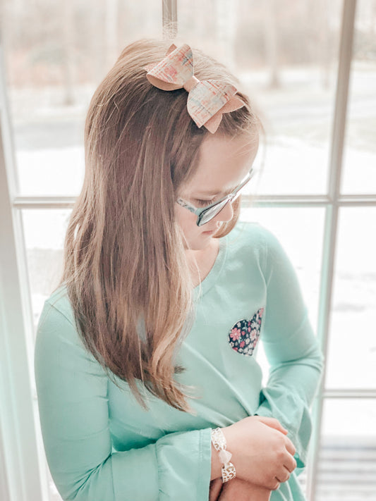 Girls Leopard Cork Bow