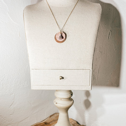 Disc Wood Necklace - Blush Cork