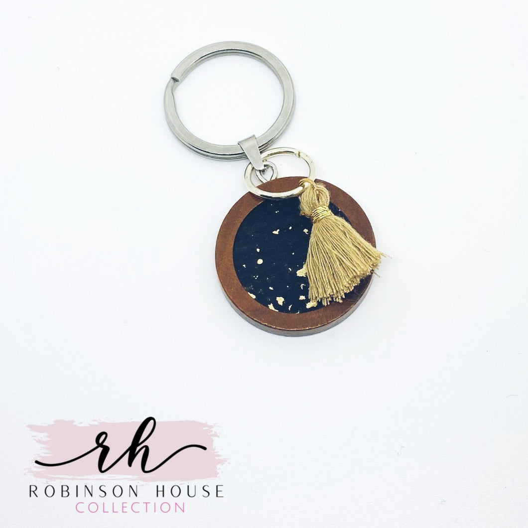Keychain - Black and Gold Cork