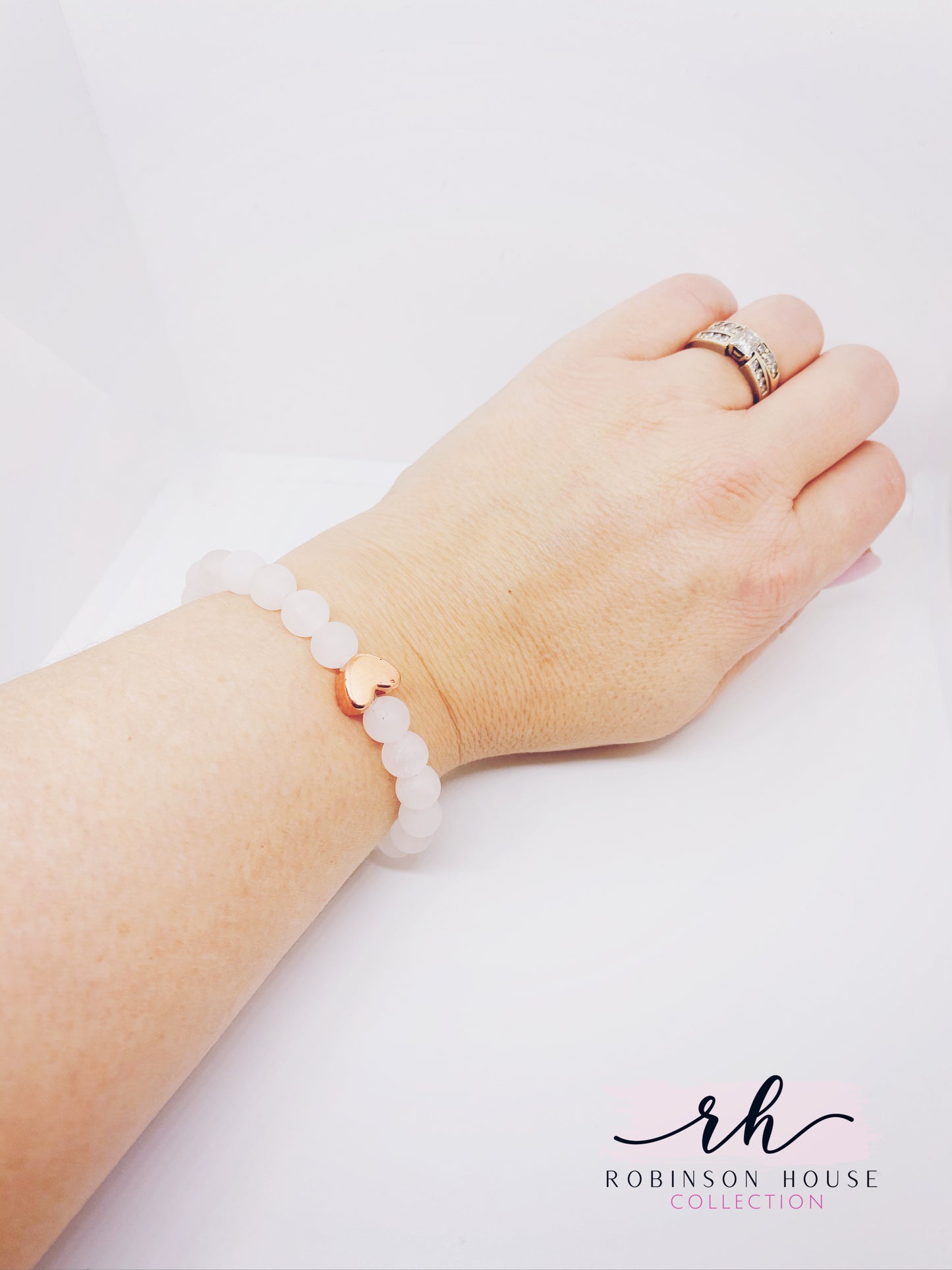 Stretch Bracelet - Rose Quartz and Rose Gold