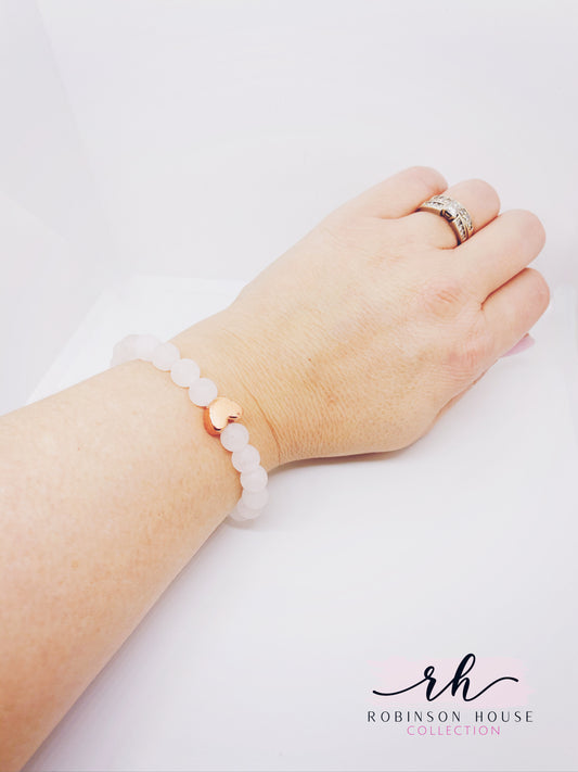 Stretch Bracelet - Rose Quartz and Rose Gold