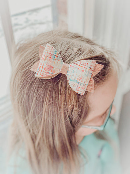 Girls Snow Leopard Cork Bow