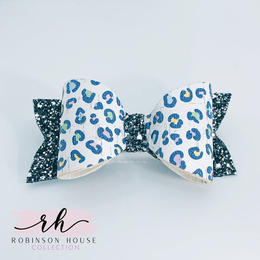 Girls Colorful Leopard Cork Bow