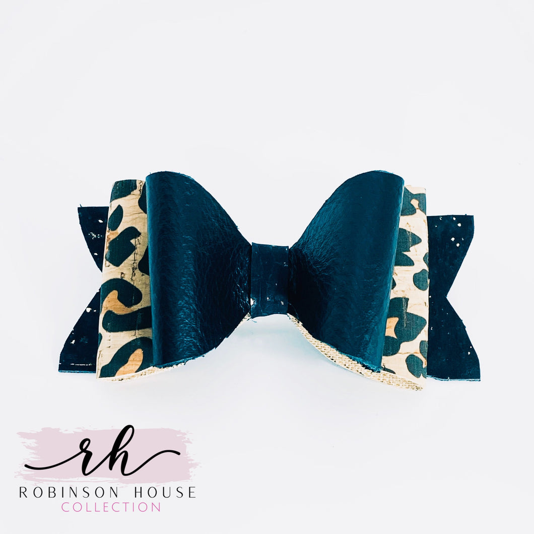Girls Leopard Cork Bow