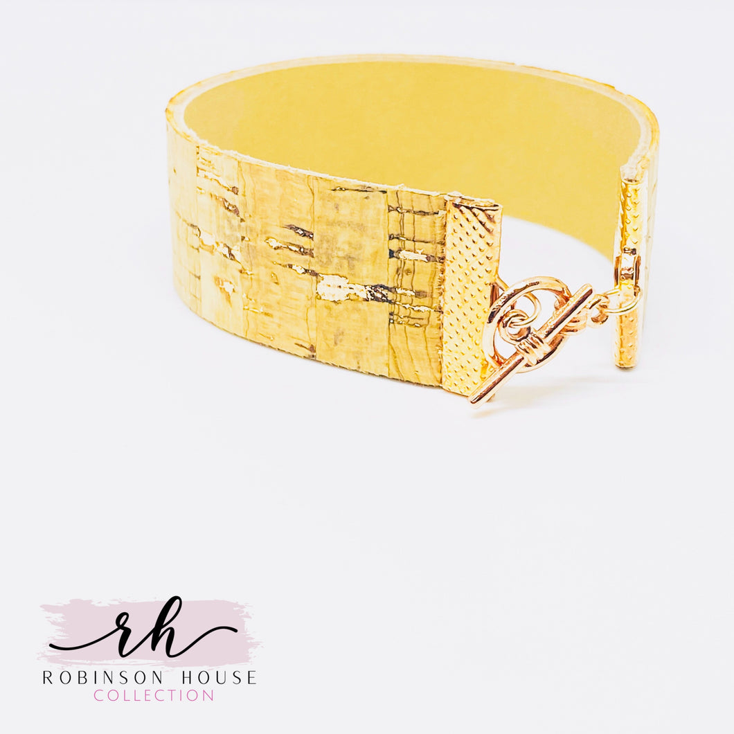 Strap Bracelet - Natural Cork with Rose Gold