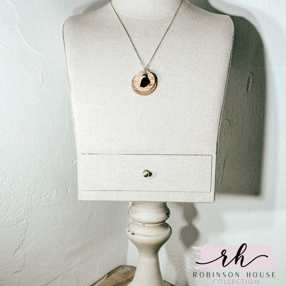 Disc Wood Necklace -Natural Cork with Rose Gold