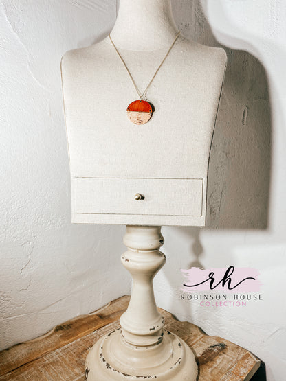 Hinged Disc Wood Necklace - Natural and Rose Gold Cork